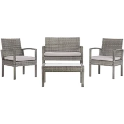 Bassey 4 Piece Living Set - Indoor/Outdoor - PAT7507 - Safavieh -Heaco GUEST 8679b196 6748 458f a6c4 fad0c0a39d78