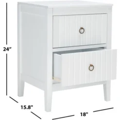 Tegan 2 Drawer Nighstand - White - Safavieh -Heaco GUEST 88f482a3 fb51 4a51 942b fec67d0c86ba