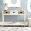 Winifred Wicker Console Table With Storage - White - Safavieh -Heaco GUEST 8ca058f1 eeba 4a43 ba76 9df13f3ac972