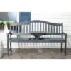 Cannes Wood 4-Seater Patio Bench With Pop-Up Table - Gray - Safavieh -Heaco GUEST 8dd44052 5cf2 439a 9c80 6281f63d8f29