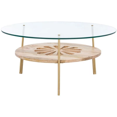 Flora Round Coffee Table - Natural/Brass - Safavieh 5 Flora Round Coffee Table - Natural/Brass - Safavieh - Image 3