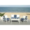 Nunzio 4pc Outdoor Set With Accent Pillows - White/Navy - Safavieh -Heaco GUEST 95f62c4e 1000 4368 94bc 842191b4edd1