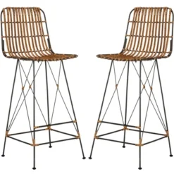 Minerva Wicker Bar Stool (Set Of 2) - Safavieh -Heaco GUEST 96a3f7fd 5358 4b07 a55c 456344ddb19b