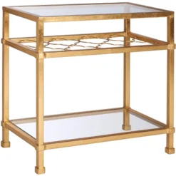 Hanzel Gold Leaf Glass Side Table - Gold - Safavieh -Heaco GUEST 972a5b44 da8a 4946 a4cd 2609a0c3ad08