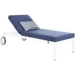 Yves Sun Lounger - Outdoor - PAT4042 - Navy/White -Safavieh -Heaco GUEST 9932d575 cc45 478c b86b e49ea6c59a2d