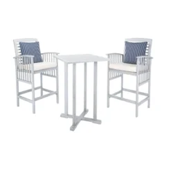 Pate 3pc Bistro Set - Gray/Beige/Navy - Safavieh -Heaco GUEST 99a87cee e1d4 4022 97f0 71a7ed34e755