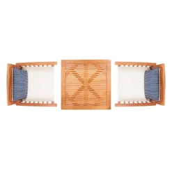 Pate 3pc Bistro Set - Natural/Beige/Navy - Safavieh -Heaco GUEST a240f688 3d68 4f47 8769 8f38241de8e8