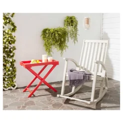 Lugano Wood Patio Rocking Chair - White - Safavieh -Heaco GUEST a4e5cc84 9220 46cc a506 a015feeaae9a