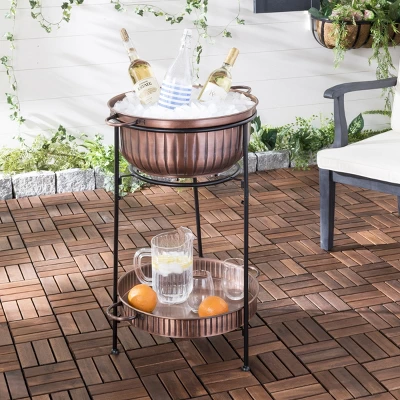 Naka Indoor/Outdoor Beverage Tub W/ Stand PIT2006 - Antique Copper/Black - Safavieh 3 Naka Indoor/Outdoor Beverage Tub W/ Stand PIT2006 - Antique Copper/Black - Safavieh
