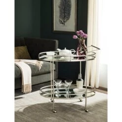 Dante Bar Cart - Silver/Mirror - Safavieh