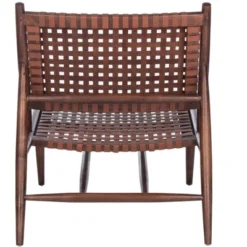 Soleil Leather Woven Accent Chair - Safavieh -Heaco GUEST b4277006 79a5 4984 bdac 09984edcd46f