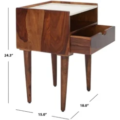 Marion 1 Drawer Nightstand - NST3700 - Walnut/White - Safavieh -Heaco GUEST b7db5977 f234 4f8c 998a 3339b2e8b66c