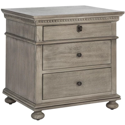 Allisyn 3-Drawer Wood Nighstand W/ Lockable Top Drawer - SFV7706 - Light Grey - Safavieh Couture 4 Allisyn 3-Drawer Wood Nighstand W/ Lockable Top Drawer - SFV7706 - Light Grey - Safavieh Couture - Image 2