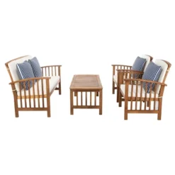 Rocklin 4pc Living Set - Natural/Beige/Navy - Safavieh -Heaco GUEST c0292996 6eca 46cf b4d3 5e6ed837c3f8