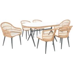 Genser 7 Piece Dining Set - Outdoor - PAT9011 - Safavieh -Heaco GUEST c16a04b2 cc7f 489c 98a2 76c9a275b536