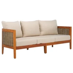 Amanda 3 Seater Sofa - Indoor/Outdoor - PAT7093 - Natural/Taupe - Safavieh -Heaco GUEST c69180c2 0b4e 44cf ac25 33a5901a29c4