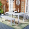 Dario 3 Piece Dining Set W/ Two Benches - Outdoor - PAT7029 - Safavieh -Heaco GUEST c8b36158 d439 4f8a 9da8 7913a20fbdad