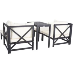 Ronson 5 Piece Sectional Set - Indoor/Outdoor - PAT6762 - Dark Slate Gray/Beige - Safavieh -Heaco GUEST c950b854 a410 4b10 8478 16a200507125