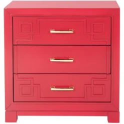 Raina 3 Drawer Greek Key Nightstand - FOX6278 - Safavieh Couture -Heaco GUEST cad6490d f6ce 47b7 a8ae d27a9b824af4