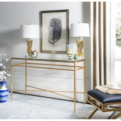 Baumgarten Console Table - AMH8305A - Gold - Safavieh Couture 3 Baumgarten Console Table - AMH8305A - Gold - Safavieh Couture