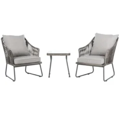 Jensen 3 Piece Lounge Set - Indoor/Outdoor - PAT9008 - Safavieh -Heaco GUEST d0979d2c e1a2 4362 80ed 1d8a75b23713