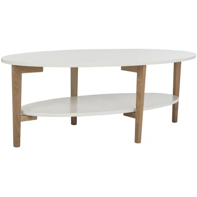 Woodruff Oval Coffee Table - White/Oak - Safavieh 4 Woodruff Oval Coffee Table - White/Oak - Safavieh - Image 2