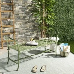 Arona Bench - Outdoor - PAT5015 - Antique Green - Safavieh