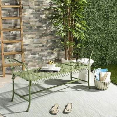 Arona Bench - Outdoor - PAT5015 - Antique Green - Safavieh 3 Arona Bench - Outdoor - PAT5015 - Antique Green - Safavieh