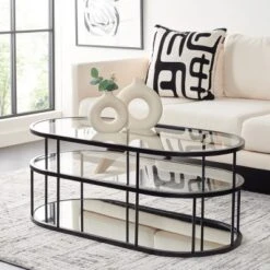 Layta 3 Shelf Coffee Table - Black/Clear - Safavieh