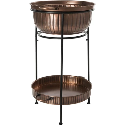 Naka Indoor/Outdoor Beverage Tub W/ Stand PIT2006 - Antique Copper/Black - Safavieh 9 Naka Indoor/Outdoor Beverage Tub W/ Stand PIT2006 - Antique Copper/Black - Safavieh - Image 7
