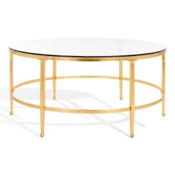 Edmund Cocktail Coffee Table - Gold/Glass - Safavieh -Heaco GUEST dd10d4b1 f9ea 4acd 8a08 f87b534eae20