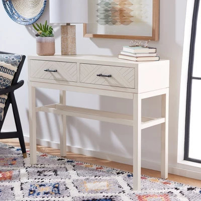 Ajana 2 Drawer Console - Distressed White W/Distressed White Drawer - Safavieh 3 Ajana 2 Drawer Console - Distressed White W/Distressed White Drawer - Safavieh