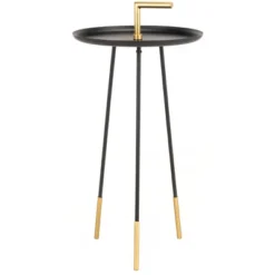 Delia Handle Side Table - Black/Gold - Safavieh -Heaco GUEST e00fa388 c3fe 456d b0bc c7d788c23b08