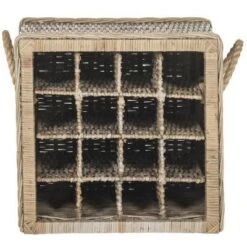 Aziza 16 Bottle Wicker Wine Rack - SEA7016 - Grey - Safavieh