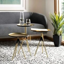 Talon Metal Side Table Set Of 3 - Gold/Black - Safavieh 10 Talon Metal Side Table Set Of 3 - Gold/Black - Safavieh -Heaco GUEST e2752cd0 c437 4f28 9386 50fd9dd4f9a0
