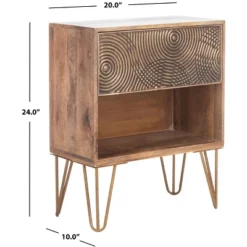 Solene 1 Drawer Nightstand - NST5302 - Natural/Brass - Safavieh -Heaco GUEST e2b85315 35eb 4924 94df 34721bd3b5bd