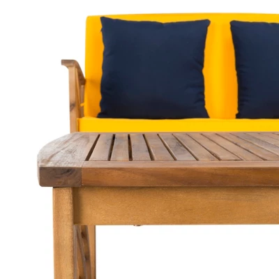 4pc Fontana Outdoor Set Teak Look/Yellow - Safavieh 5 4pc Fontana Outdoor Set Teak Look/Yellow - Safavieh - Image 3