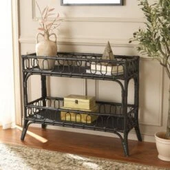 Isaiah 2-Teir Rattan Console Table - STG6509 - Safavieh