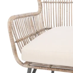 Lenu Rattan Accent Chair W/ Cushion - Grey White Wash/White/ Black - Safavieh -Heaco GUEST ee2f508f ba1a 4447 83ab 2f6588160a50
