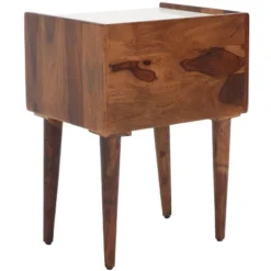 Marion 1 Drawer Nightstand - NST3700 - Walnut/White - Safavieh -Heaco GUEST ef9f5587 bfdf 49df 9a3a a5c222c26362