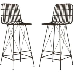 Minerva Wicker Bar Stool (Set Of 2) - Safavieh -Heaco GUEST f165ad82 1378 4df5 a64d ee5f3c1f3bd0
