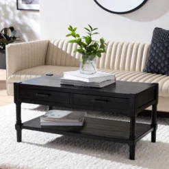 Filbert 2 Drawer Coffee Table - Black - Safavieh