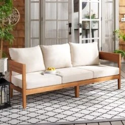 Theo 3 Seater Sofa - Indoor/Outdoor - PAT7092 - Natural/Taupe - Safavieh