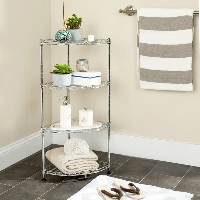 Damaris 4 Tier Corner Rack - Chrome - Safavieh 3 Damaris 4 Tier Corner Rack - Chrome - Safavieh