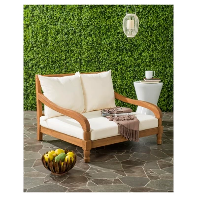 Pomona Lounger - Teak Brown / Beige - Safavieh 4 Pomona Lounger - Teak Brown / Beige - Safavieh - Image 2